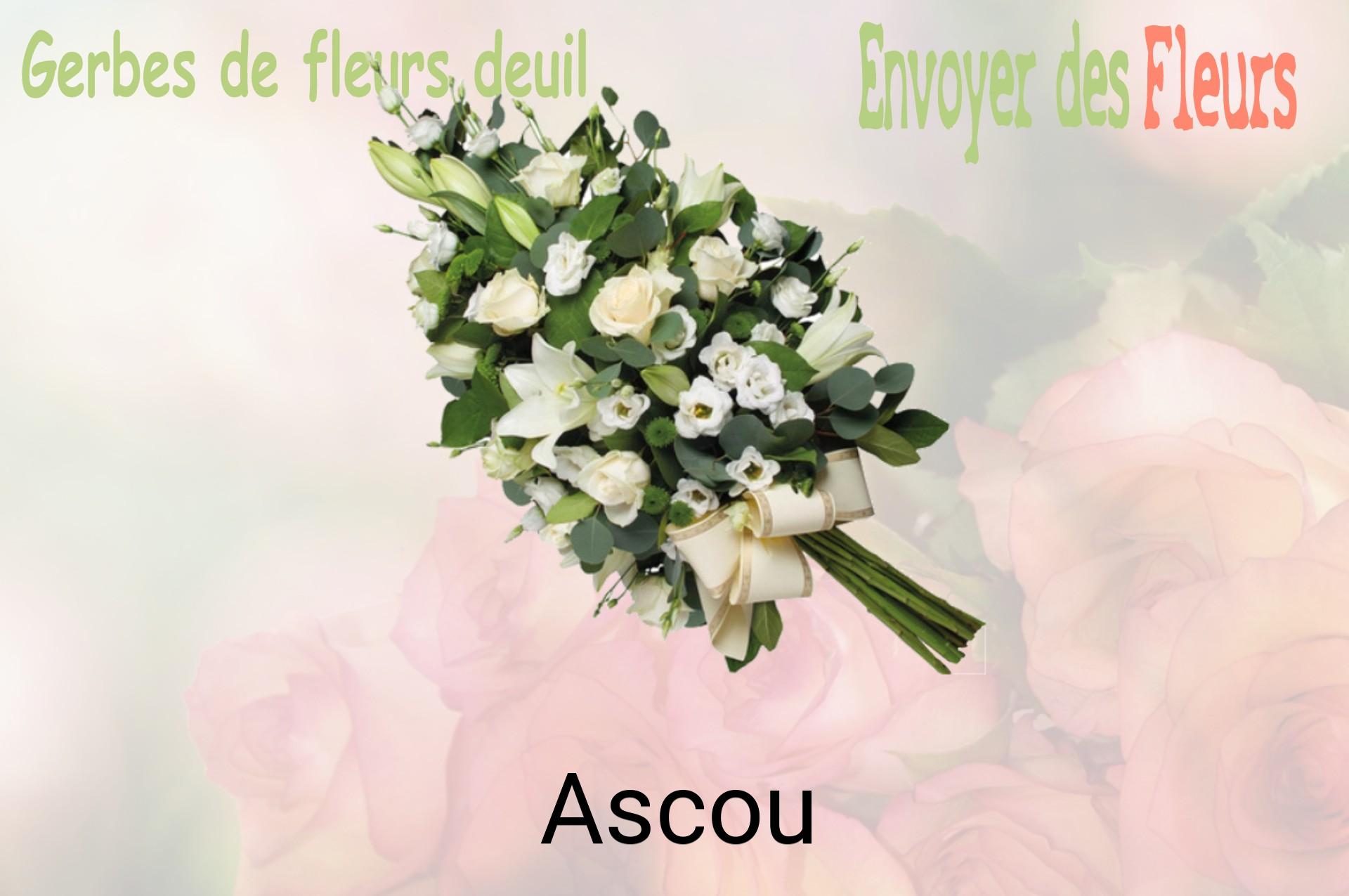 Gerbe de fleurs de deuil livrée à Ascou
